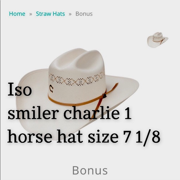 charlie 1 horse Accessories - ISO Charlie 1 horse hat size 7 1/8